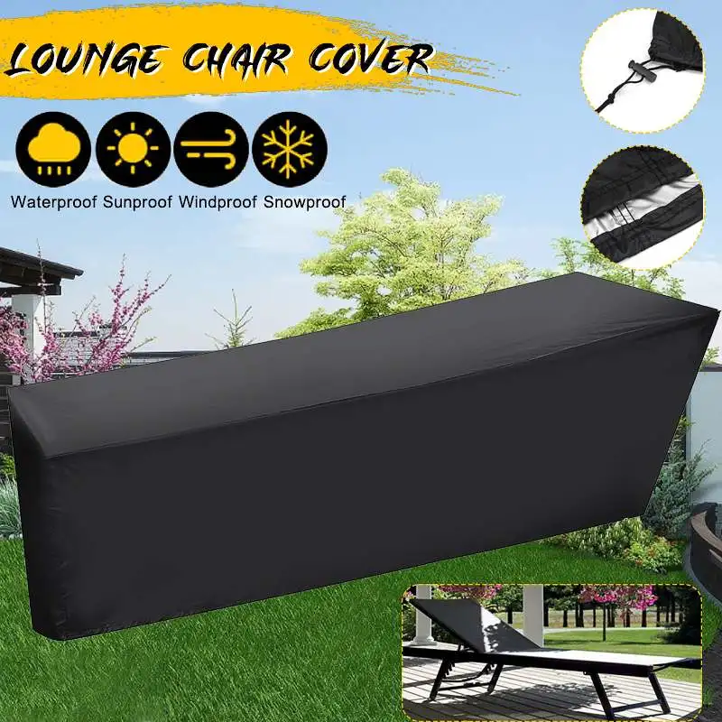 210X75X80cm Outdoor Waterproof Cover Black  Patio Chaise Lounge Cover Deck Chair Furniture UV Resistant Furniture Protection