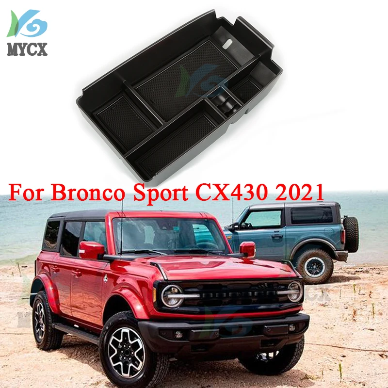 For Ford Bronco Sport CX430 2021-present Black Central Armrest Storage Box Organizer Center Console Container Tray