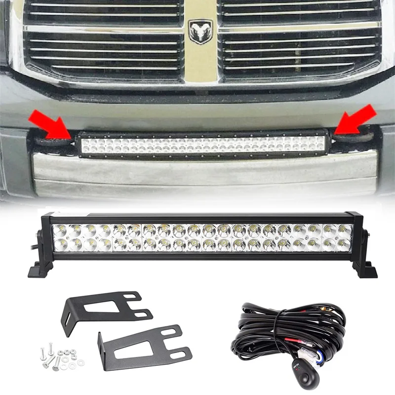 

For 2003-2007Dodge RAM 2500/3500 4th Genaration 120 W 20" LED Light Bar Hidden Bumper Brackets Car Accessories