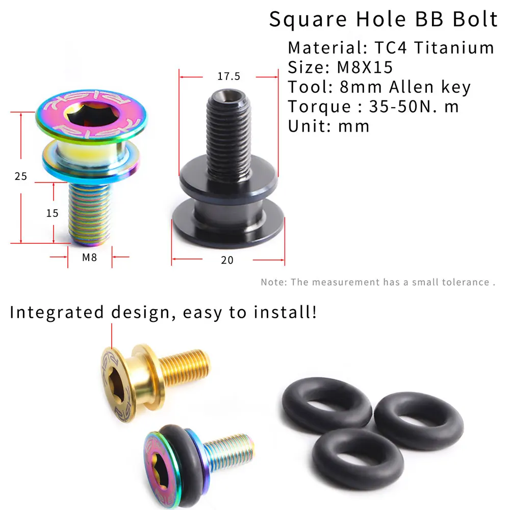 

RISK Titanium M8x15 Квадратное отверстие Велосипедные крепежные болты BB MTB Шоссейный велосипед Винты каретки с квадратным шлицем Инструменты для обслуживания велосипеда