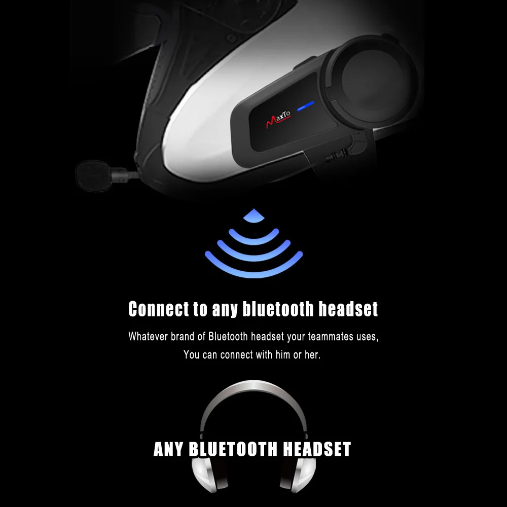 1/2 Set  M2 1000M Motorcycle Helmet Bluetooth Intercom Headset Moto Wireless Interphone for 6 Riders Talking Same Time FM