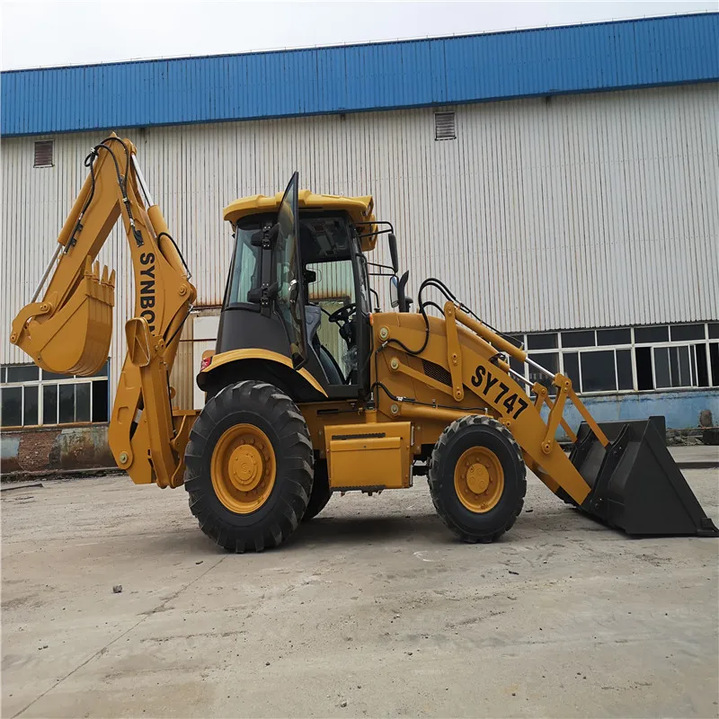 Sy747 bucket backhoe loader escavação carga escavadeira com rodas 74kw potência