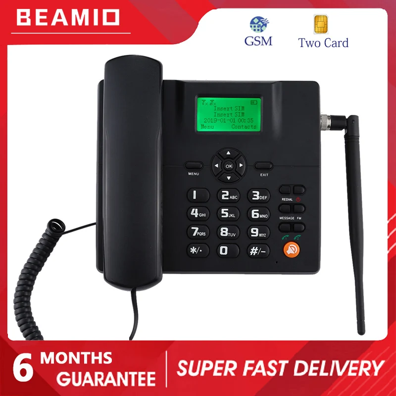 Beamio Multi Language Wireless Telephone With Dual SIM Card Cordless Phone LCD Screen For Home Office Desktop