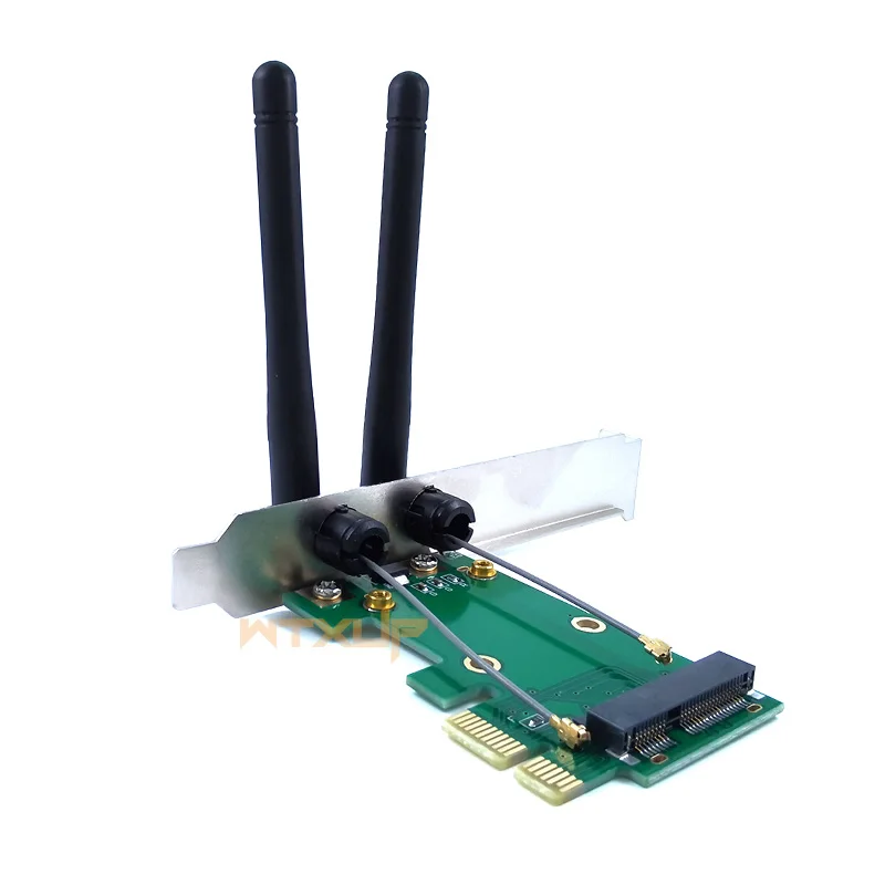 Placa de rede sem fio WiFi, Mini PCIE, Full, Metade do Tamanho, Adaptador Desktop, Computador, 2 antenas, PCI-E, 1X, 4X