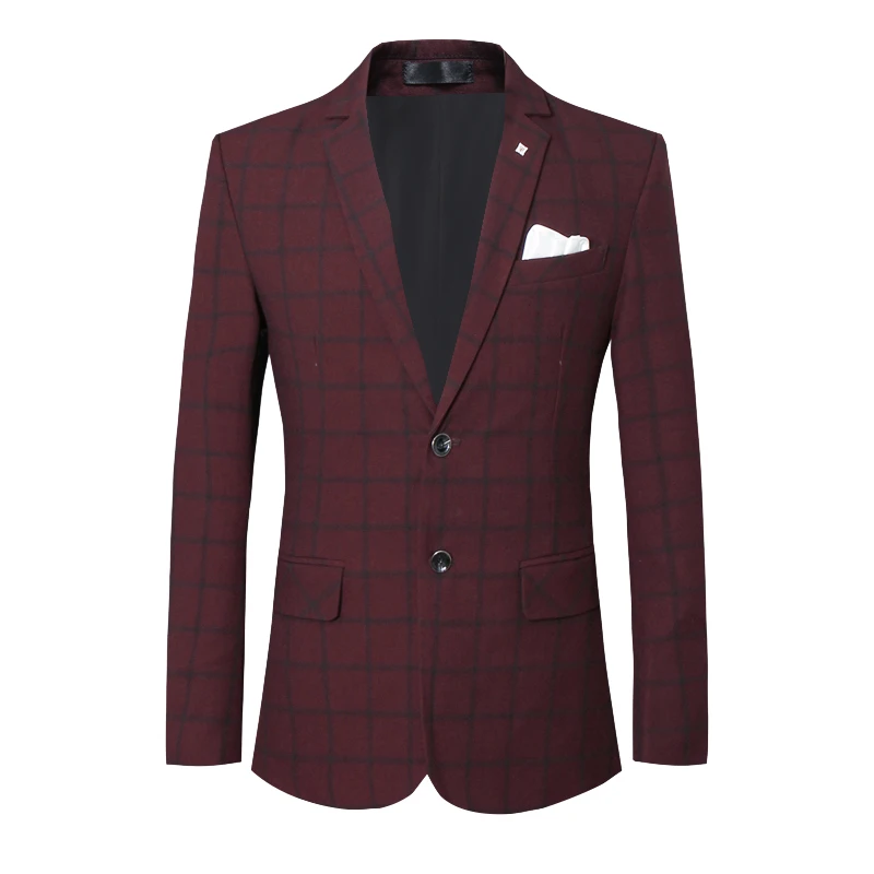 British Style Men Blazer 2020 Spring New Plaid Mens Blazer Jacket Slim Fit Casual Business Formal Wear Blazers Men Suits S-5XL