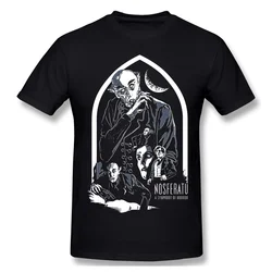 Nosferatu Fation Print Cotton Funny T Shirts Dracula Horror TV Series Men Fashion Streetwear