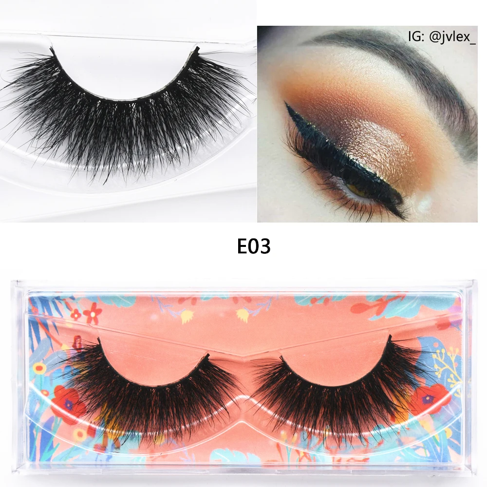 E03 厚いまつげ 3D ミンクまつげ 100% 虐待フリーふわふわドラマチックまつげメイクうっすらミンクまつげナチュラルロングつけまつげ