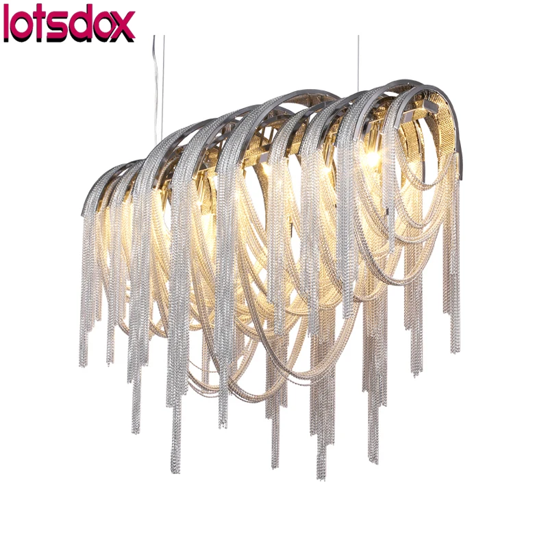 Post-Modern Tassel Pendant Light LED Aluminum Luxury Fixtures Light S Gold/Silver Living Room Light For Commercial Decoration