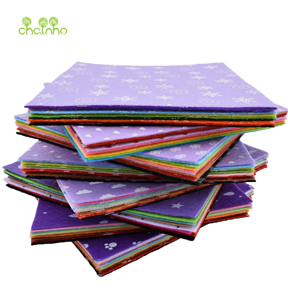 Chainho,Polyester Non-Woven Printed Felt Fabric,1mm Thickness,DIY Sewing & Quilting Material,10 Pieces,30x30cm,8 Kinds Designs