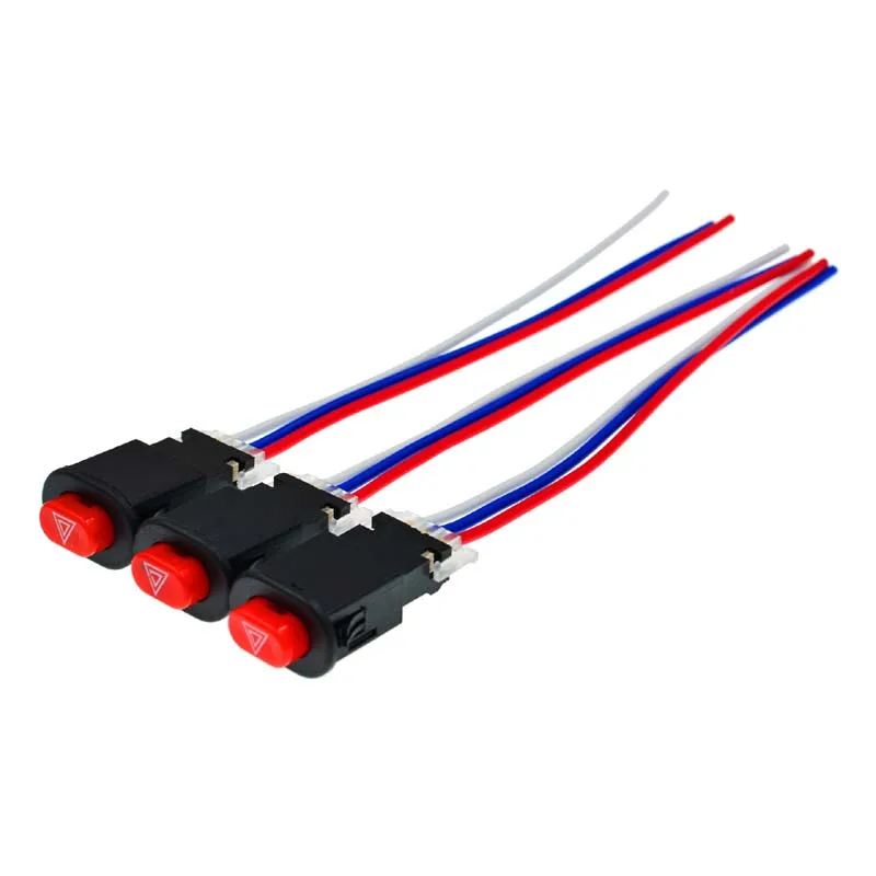 Red motorcycle electric car modified double flash switch Scooter warning switch Red Button Double jump switch with 11cm cable