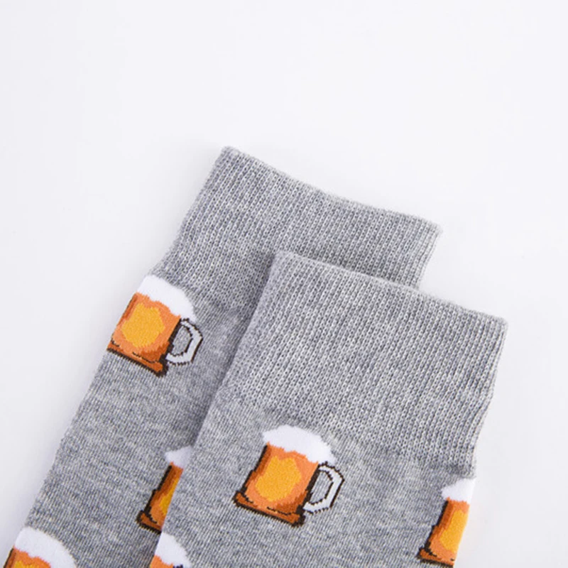 Colorful Hot Dog Hamburg Beer Pattern Novelty Crew Socks Men\'s Funny Food Kawaii Sokken Creative Casual Cotton Socks For Male