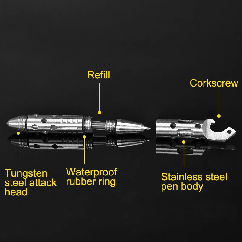 EDC Portable Tactical Pen Mini Multifunctional Tungsten Steel Hammer Self-defense Window Breaker Tool Outdoor Opener Keychain