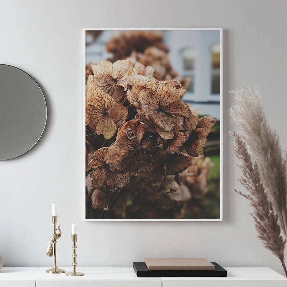 Sandy Beach Reed Dry Flowers Leaves Autumn View Art Canvas Painting Paper Nordic Posters Prints Wall Pictures Living Room Decor