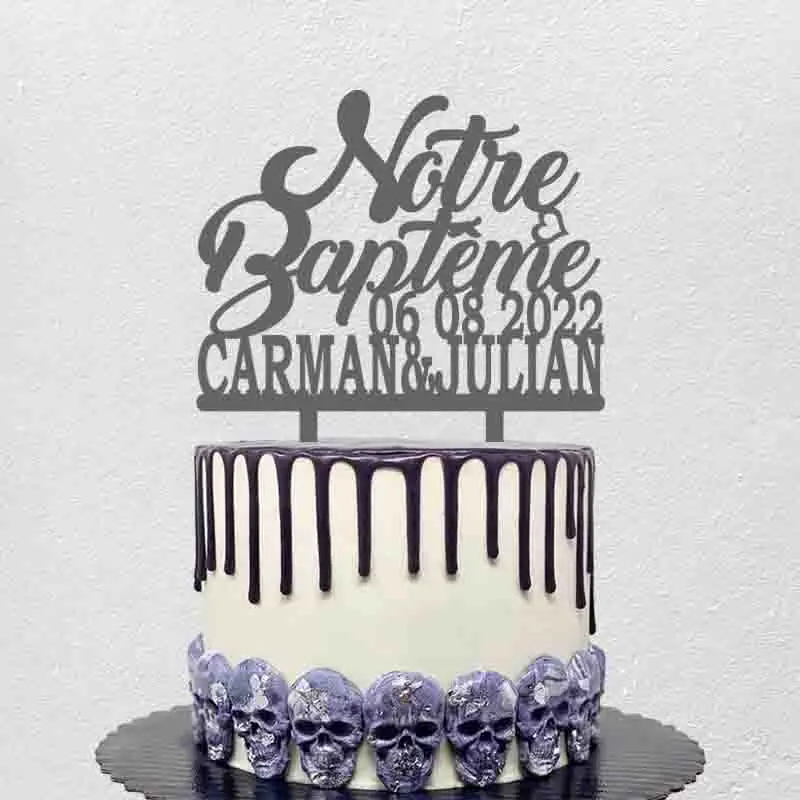 

Пользовательское имя, вечеринка, свидание, французский Notre Bapt София для Франции, детское крещение, вечерние украшения торта, топпер YC360