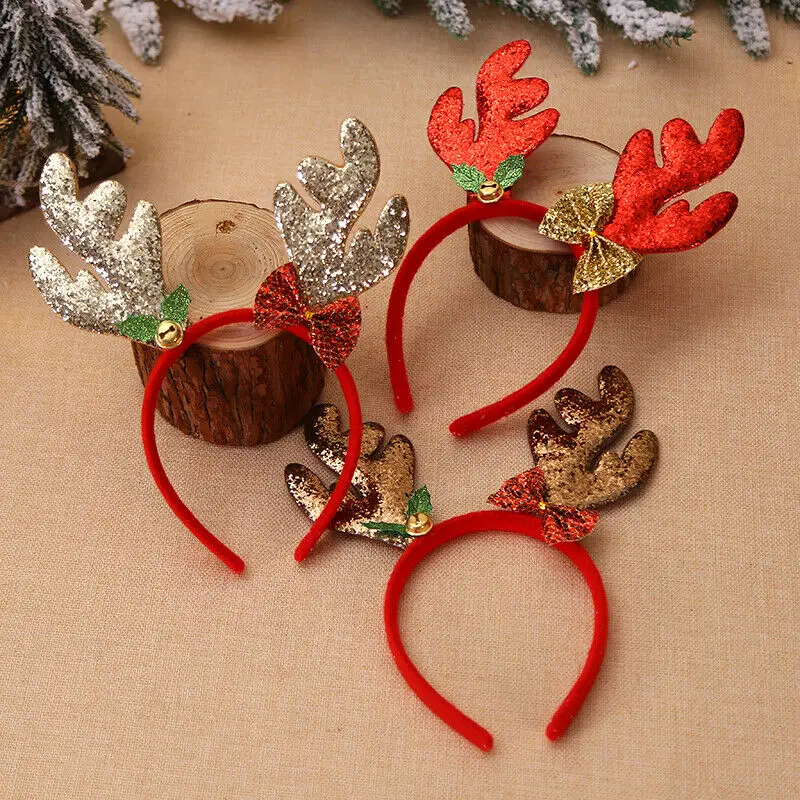 Happy Christmas Headbands Fancy Reindeer Antlers Hairband Xmas Kids Festive Party Decor Best Gift Wholesale