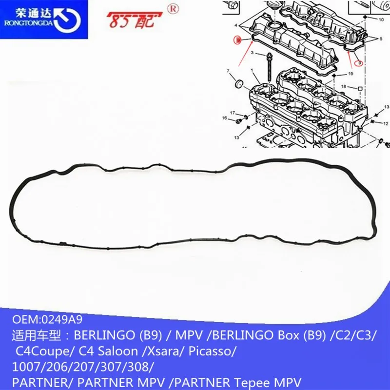 Valve chamber cover gasket 0249A9 For Peugeot 1007 206 207 307 308 PARTNER PARTNER MPV PARTNER Tepee MPV