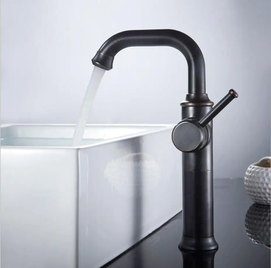 

Vidric Black Oil Brushed/Gold/Antique Basin Faucet Single Handle Swivel Basin Mixer Tap Hot & Cold Bathroom Faucet Sink Water Fa