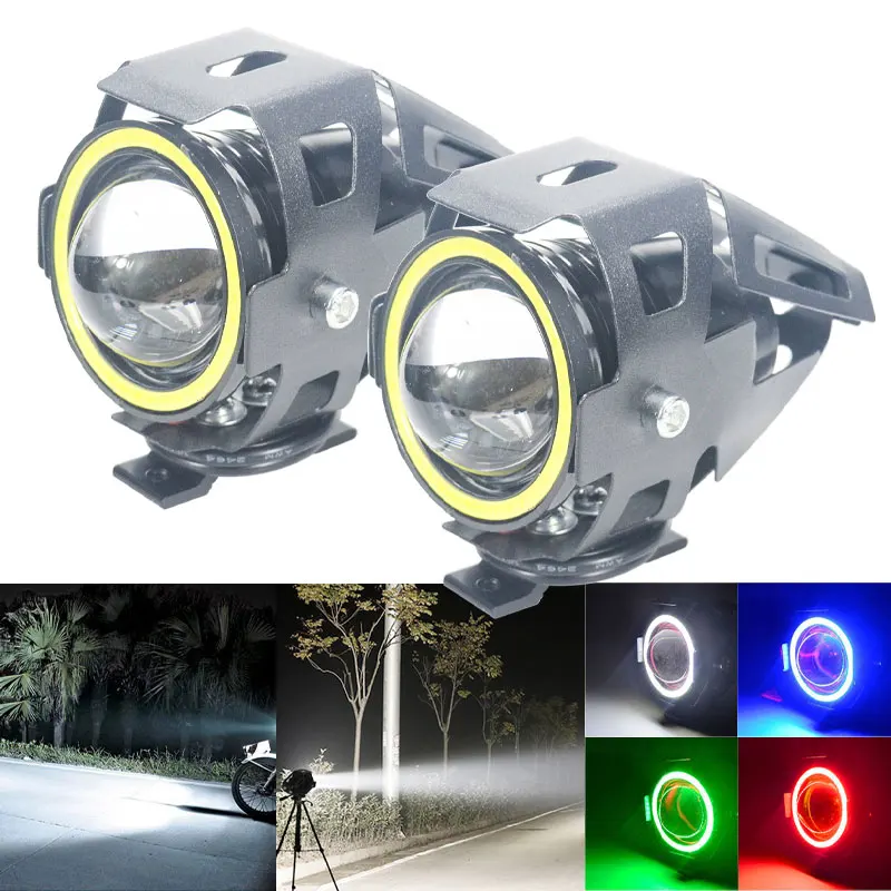 

1/2PC 125W Motorcycle headlight Moto Fog lights 3000LM Motorbike spotlight U7 LED Moto Driving car Fog Spot Head Light Lamp DRL