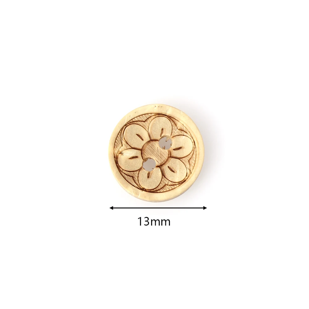 50pcs Mixed Flower Style Carved Wooden Round Sewing Buttons DIY Craft Scrapbooking Wood Buttons Fitted Clothes Dress Sewing Tool