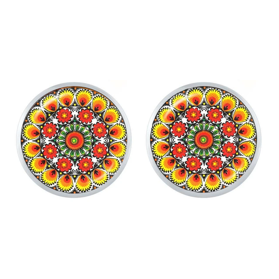 Polish Folk Art Patterns Stud Earring Fashion Jewelry Modern Paper Cutting Element Flower Jewelry For Women Girls Gift