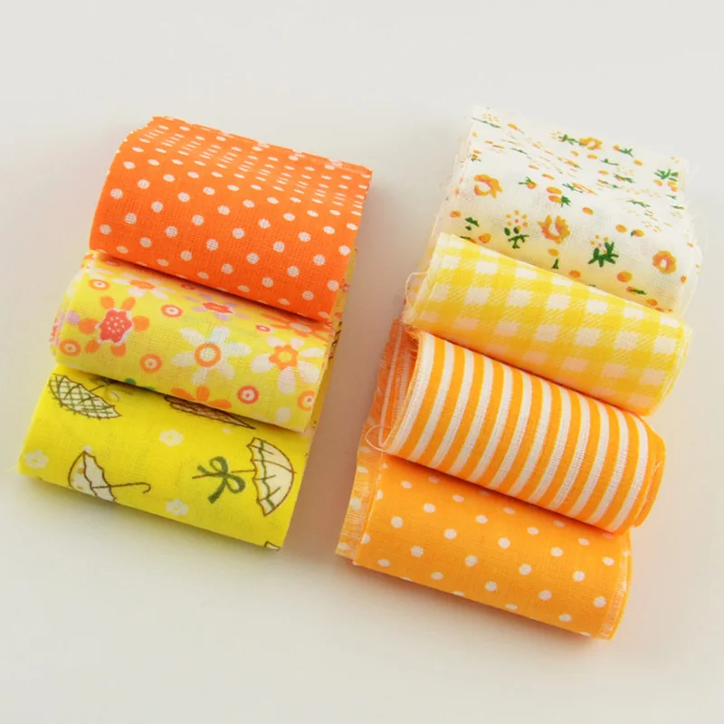 100% Cotton Fabric Strips Yellow Theme Sets 5cmx100cm 7 PCS/Lot Jelly Roll for Sewing Toys Tildas Quilting Patchwork Crafts