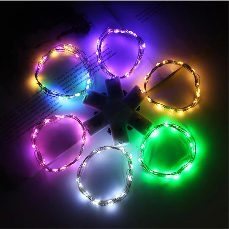 Chạy Bằng Pin Giáng Sinh Trang Trí Dây Đèn LED 3 Chế Độ Nghỉ RGB Coloful Cổ Tích Ánh Sáng Làm Dây Đồng Bình Đèn Dây