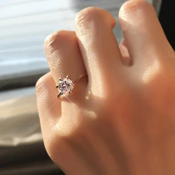 Engagement/Wedding Finger Rings For Women Austrian Cubic Zirconia Rose Gold Color Fashion Brand Jewelry For Women R239