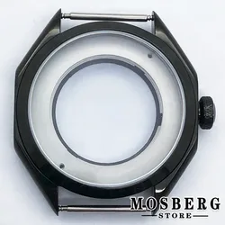 43mm Black Watch Case Solid 316L Stainless Steel For Miyota 8205 8215 821A Automatic Movement Watch Accessories Parts