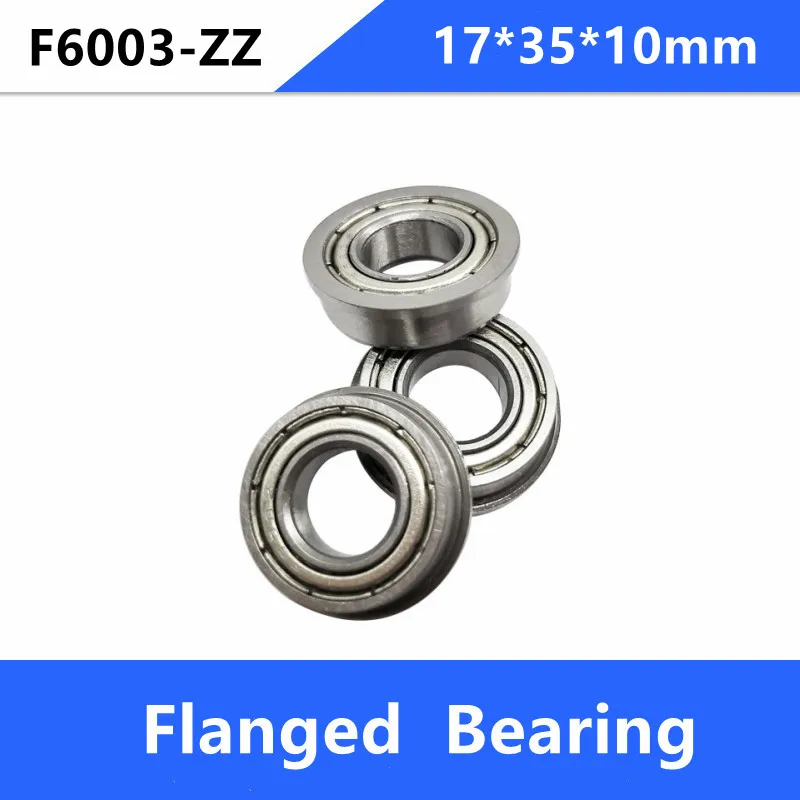 

100pcs/lot Flanged bearing F6003ZZ 17*35*10mm flange deep groove ball bearings F6003-ZZ Z 17x35x10 mm