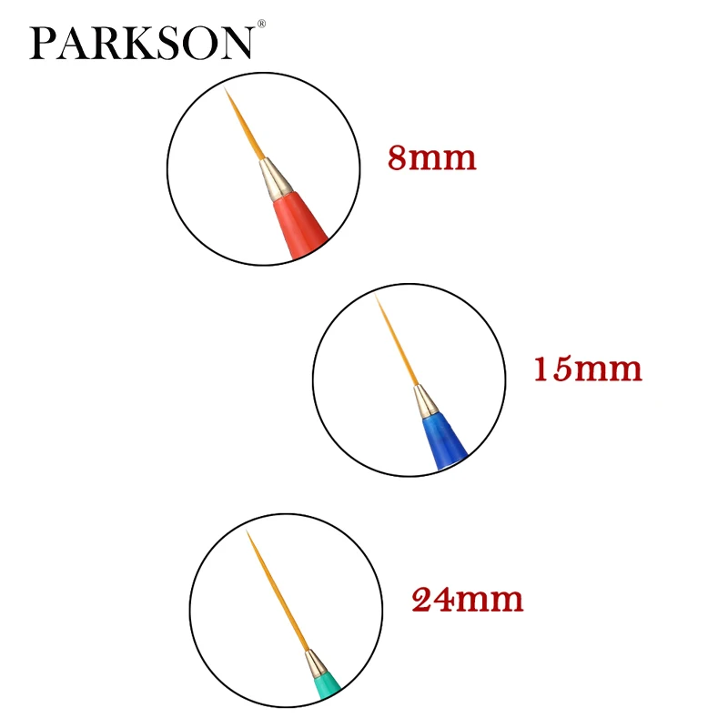 Parkson 8/15/24mm 3pcs Nail Art Liner Brush Ultra Fine Brush French Stripe Flower Painting Drawing Pen Manicure Painting Tools