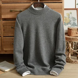 Maglione in cashmere a mezza altezza girocollo da uomo 100% puro cashmere invernale maglione da uomo in cashmere spesso giovane e di mezza età