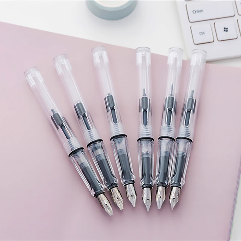 6PCS Yongsheng Parallel Calligraphy Fountain Pen Transparent Art Ink Pen Gothic Duckbill Tibetan 0.7/1.1/1.5/1.9/2.5/2.9mm Nib