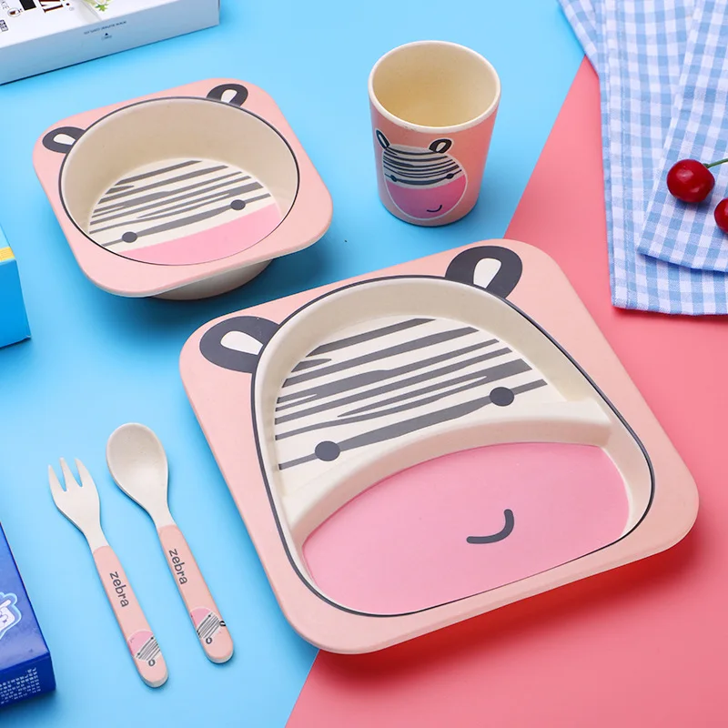 

Plates And Bowls Set Kawaii Dinner Plate Spoon Fork Cute Dishes And Plates Sets Cup Child Kitchen Tableware Cutlery Bamboo Fiber