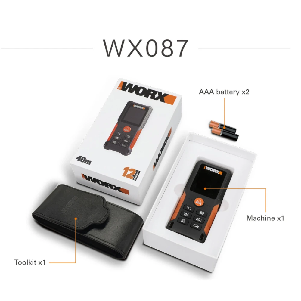 WORX 40M Laser Distance Meter Rangefinder WX087 Electronic Roulette Laser Digital Tape Rangefinder Ruler Trena Measure device