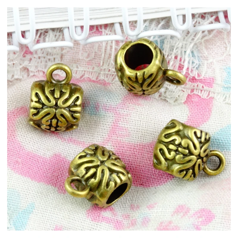 50pcs/lot Antique Bronze Plated Spacer Charm Beads for DIY Jewelry Metal Big Hole Beads fit Bracelet Necklace Jewelry Making