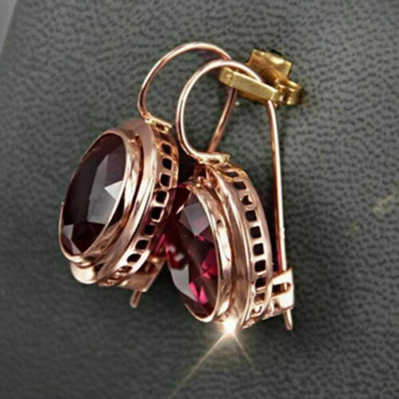 CAOSHI Exquisite Women\'s Evening Party Pendant Earrings with Vintage Red Bling Crystal Stone Jewelry Good Quality Accessories