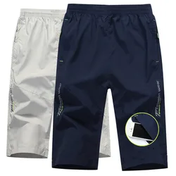 Shorts esportivos de secagem rápida para homens, calções de ginástica, calças running finas, tamanho grande, plus size, praia bordo curto