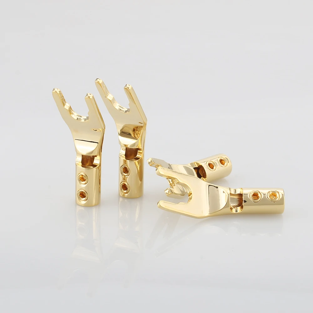 Chất Lượng Cao OEM Đỏ Nguyên Chất Đồng Mạ Vàng Spade Cắm Vít Khóa Spade Dĩa Chuối Cắm