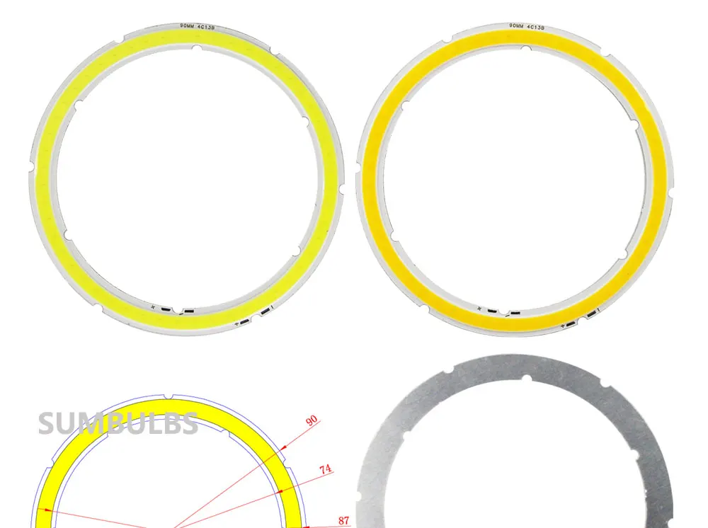 2W-12W Angel Eyes LED COB Light Source Annual Shape 12V DC 20mm-120mm COB Ring LED Cold Warm White Light Source for DIY Bulb