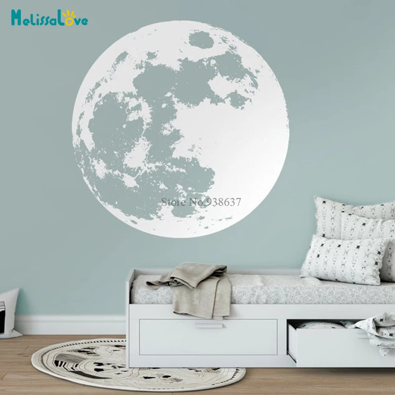 Big Size Gold Moon Decal Bedroom Nursery Baby Room Art Decor Removable Vinyl Wall Sticker Mural BD479