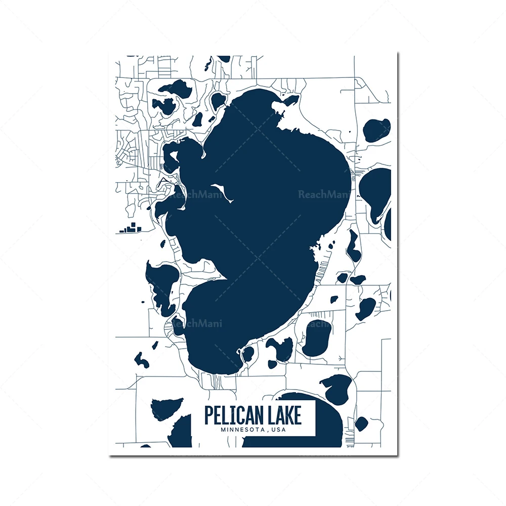 Washington Lake, Sawtooth Lake, Pelican Lake, Crater Lake National Park map poster