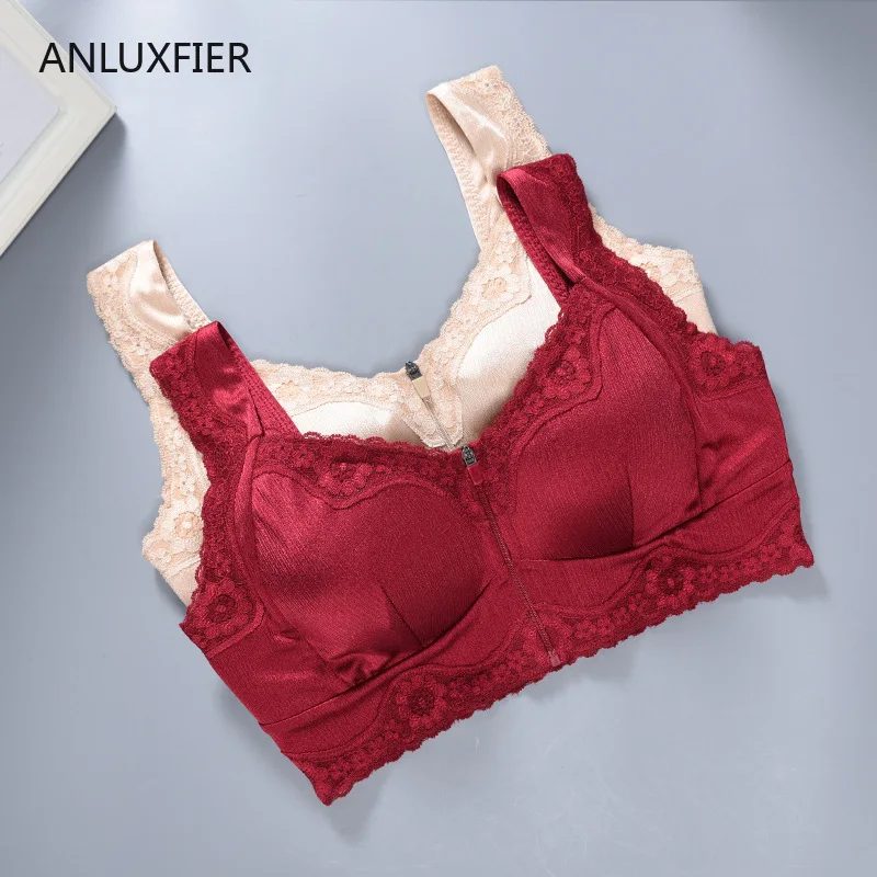 H9651 Full Cup Bra Underwear Mastectomy Surgical Resection Without Steel Ring Comfortable Bras Front Zipper Breathable Lace Bra