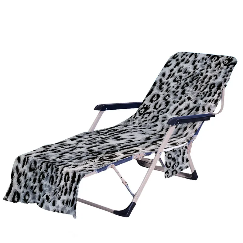 Leopard Microfiber Beach Chair Towel Covers With Pocket for Swim Pool Outdoor Sunbathing Summer Holiday Beach Lounger Chair Mat