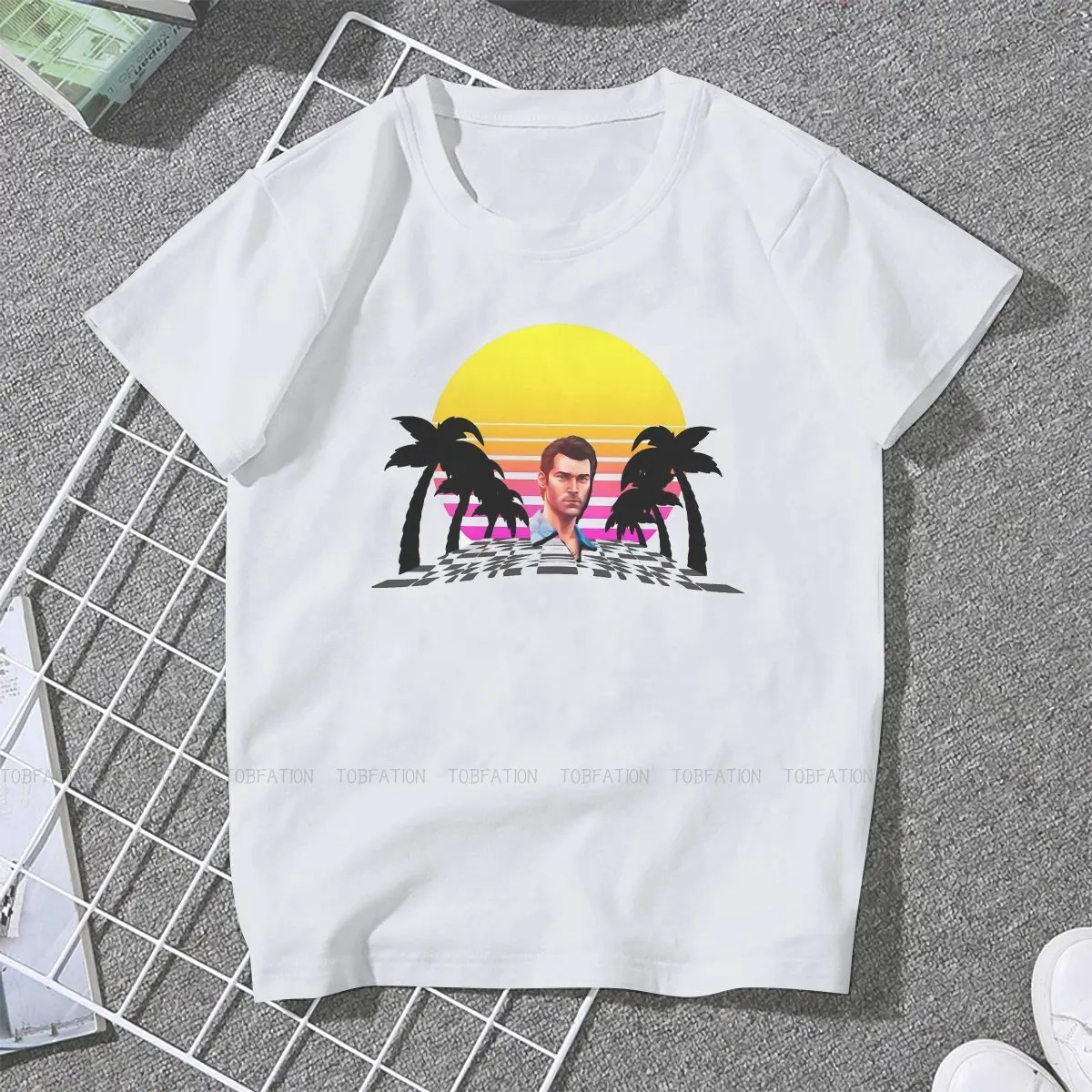 Vice City Vaporwave TShirt For Girls GTA Grand Theft Auto Game Tees Fashion Female T Shirt 5XL Homme Printed Loose