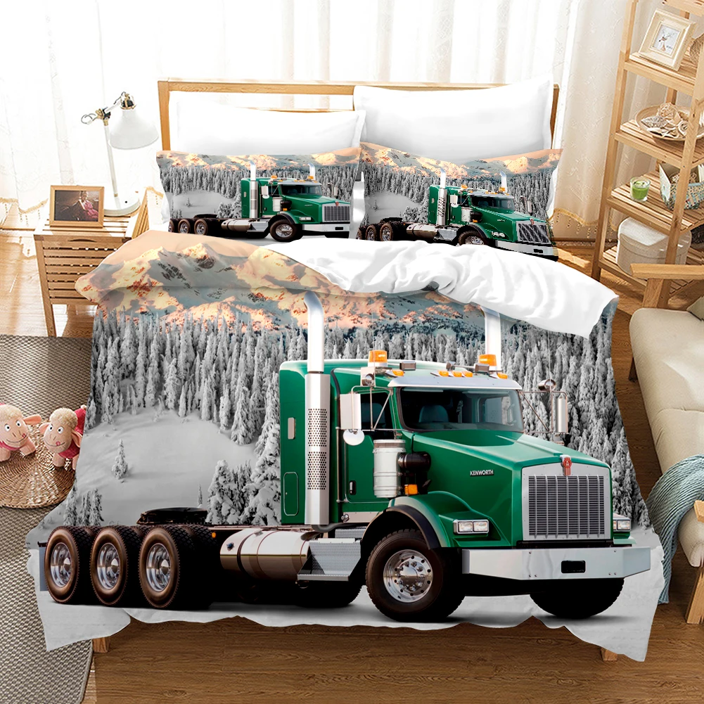 3D Printed Truck Duvet/Comforter Cover with Pillow Cover Bedding Set Single Double Twin Full Queen King Size for Bedroom Decor