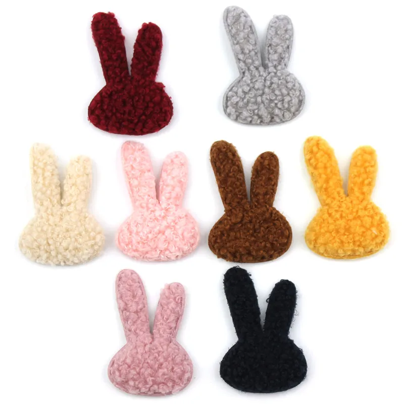 40Pcs 4*6cm Teddy Plush rabbit shape Padded Appliques for DIY Craft Clothes Kids headwear Handmade Decor Ornament Accessories