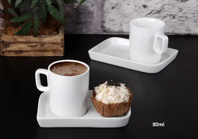 DOLBOVI HEART PORCELAIN 6 KİŞİLİK coffee FİNCAN KIT SET PLAIN WHITE mug кружка coffee cup cup