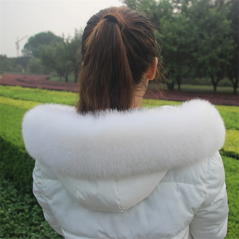 Genuine Winter Real Fox Fur Scarf Natural Fur Collar Women Coat Detachable Trim Straight Scarves Luxury Keep Warm Shawl Female