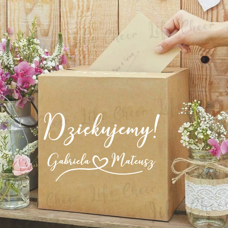 Customize Vinyl Sticker For Wedding Cards Box Texts Decals Wedding Guest Box Stickers Thank you Sign Wedding Custom Mural Art