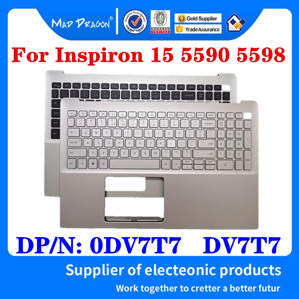 

New Original 0DV7T7 DV7T7 For Dell Inspiron 15 5590 5598 Laptop Replacement Palmrest Upper Cover Case Backlight Keyboard Silver